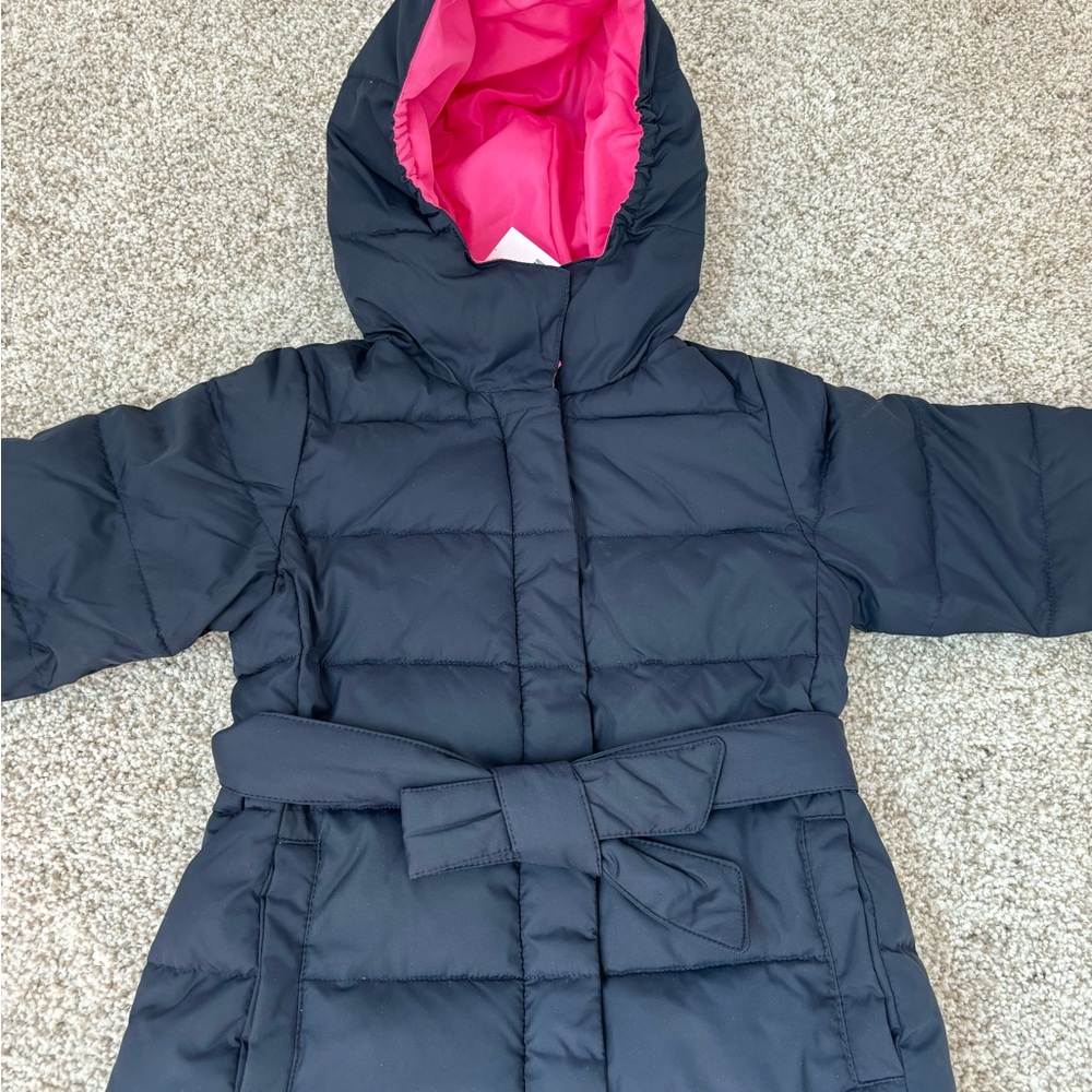 NWT Size 2 Crewcuts navy blue tie waist puffer coat 2T JCREW toddler girls - Picture 4 of 7